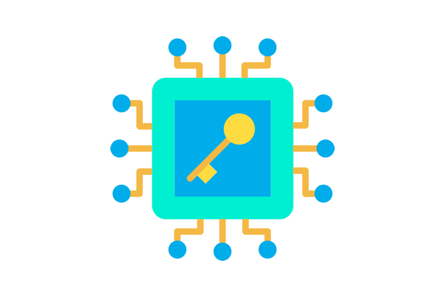 icon of key over cpu chip
